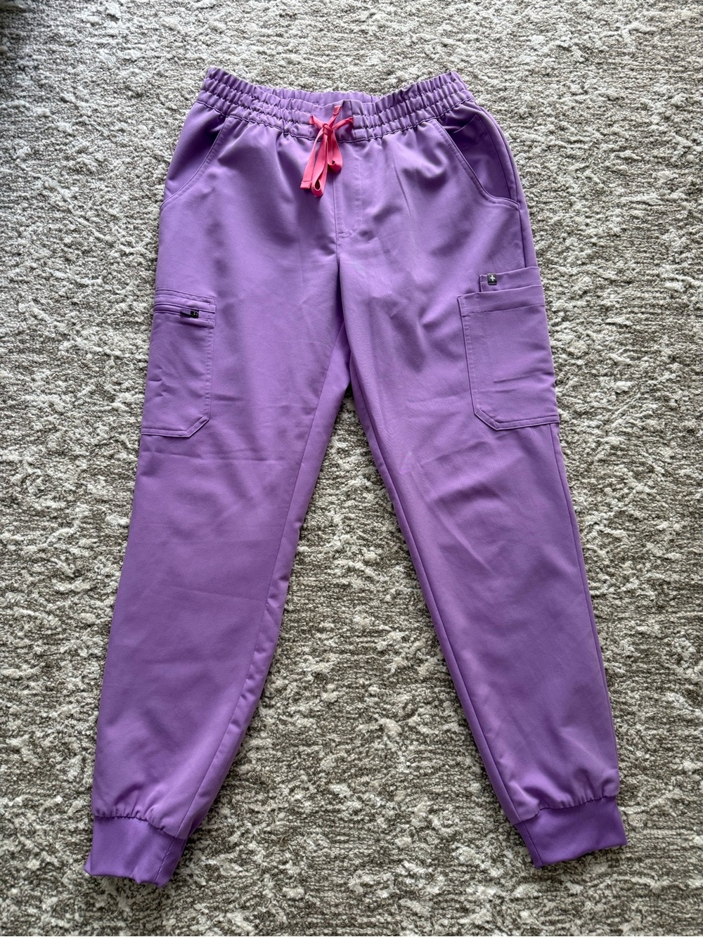 Figs Wild Iris color Cargo Jogger Pants with Pink Drawstring